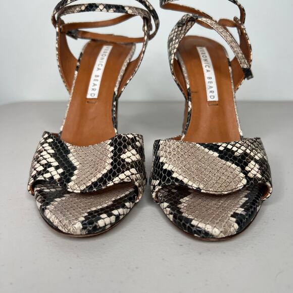 Veronica Beard Suma Snake Sandal Ankle Wrap Heel Size 40/9 - Picture 9 of 10